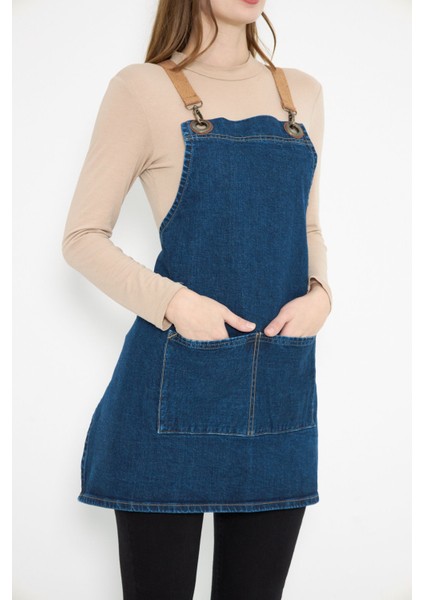 Mavi Kadın Kot Önlük, Kafe ve Restoran İçin Şık Seramik Pasta Aşçı Apronu fiyatları