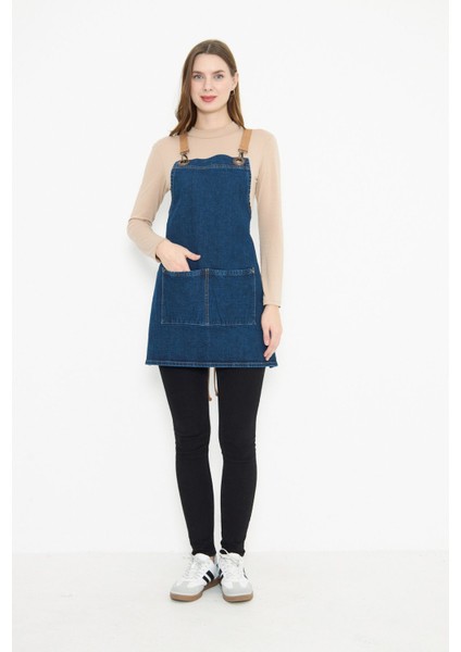Mavi Kadın Kot Önlük, Kafe ve Restoran İçin Şık Seramik Pasta Aşçı Apronu fırsatları