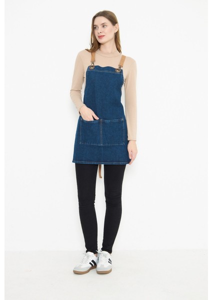 Mavi Kadın Kot Önlük, Kafe ve Restoran İçin Şık Seramik Pasta Aşçı Apronu indirimleri