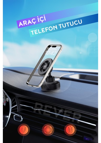 Araç Içi Telefon Tutucu Güçlü Manyetik Vakum Vantuzlu Araç Telefon Tutucu