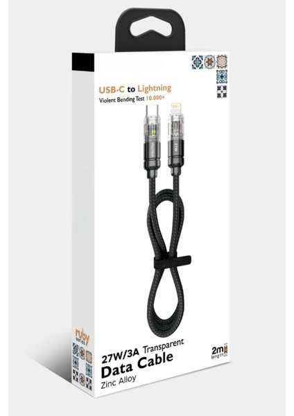 27W Type-C To Lightning Şarj Kablosu iPhone Uyumlu 2mt