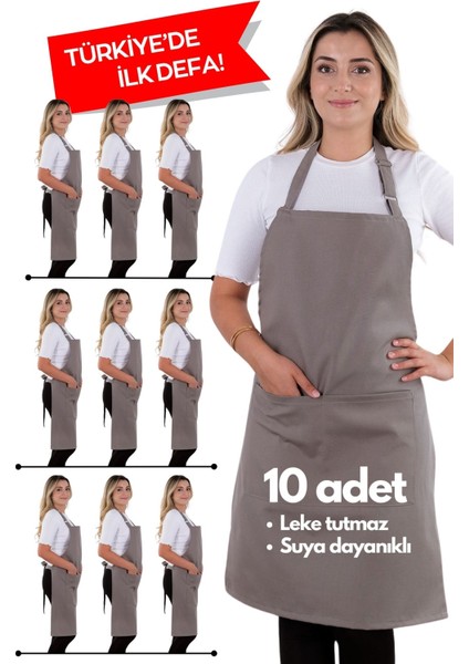 10 Adet Ayarlanabilir Mutfak Önlüğü Seti, Antrasit Gri, Şık ve Kullanışlı, 60x80 cm