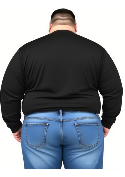 Erkek siyah Büyük Beden Oversize Uzun Kollu T-Shirt 3xl 4xl 5xl 6xl 7xl 8xl modelleri