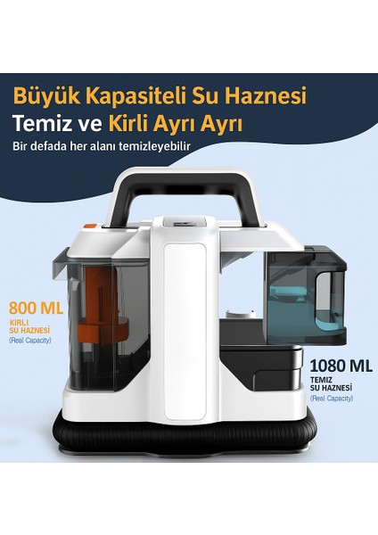 Profesyonel Koltuk Temizleyici Makine – Çift Su Hazneli, Kompakt Tasarım