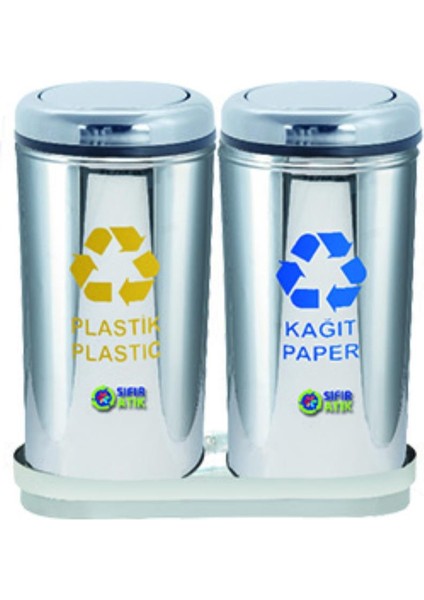 Üstüner Geri Dönüşüm Ünitesi 2li Pasl. Kapaklı Ø30*66CM GEN:95CM fiyatları