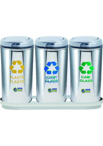 Üstüner Geri Dönüşüm Ünitesi 3lü Pasl. Kapaklı Ø30*66CM GEN:95CM fiyatları
