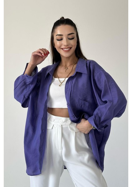Oversize Düşük Omuz Tensel Gömlek