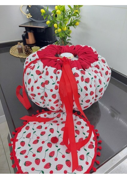 Beyaz ve kırmızı renkli yoğurt ve hamur mayalama tulumu minder seti 50x50, pamuk polyester fırsatları