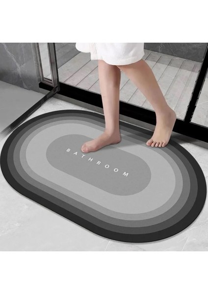 Oval Banyo Paspası Kaymaz Tabanlı Banyo Matı Su Emici Özellik 40X60 cm