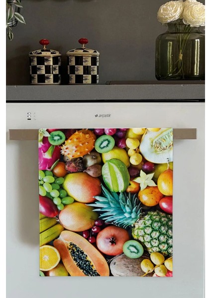 Renkli Meyveli Fırın Mutfak Havlusu 30x50cm, canlı ve şık mutfak aksesuarı