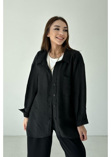 Oversize Düşük Omuz Tensel Gömlek