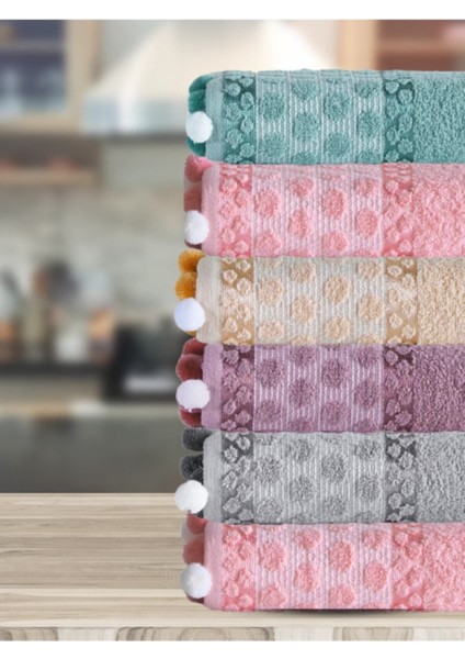 Renkli Jakarlı Pamuklu 6'lı Mutfak Havlu Seti 30x50 fiyatları
