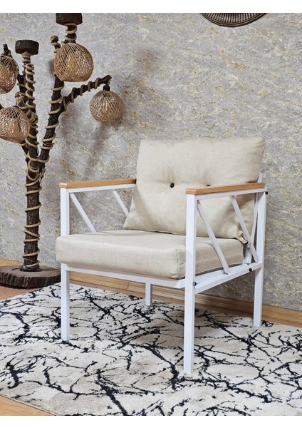 Beyaz Metal Tekli Bahçe Koltugu, Bahçe Mobilyası, Balkon Koltugu fiyatları