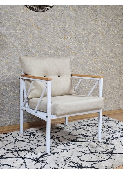 Beyaz Metal Tekli Bahçe Koltugu, Bahçe Mobilyası, Balkon Koltugu modelleri