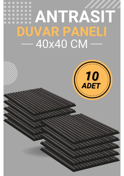 Antrasit Renk 40X40cm Yeni Nesil Akustik Duvar Paneli (10 ADET)