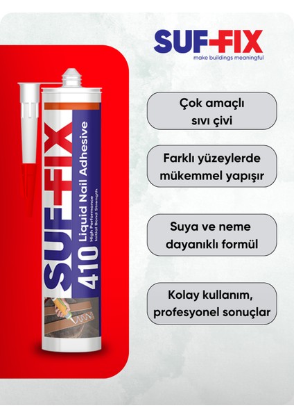 410 Sıvı Çivi Süper Güçlü Inşaat Yapıştırıcısı 280GR – Beyaz modelleri