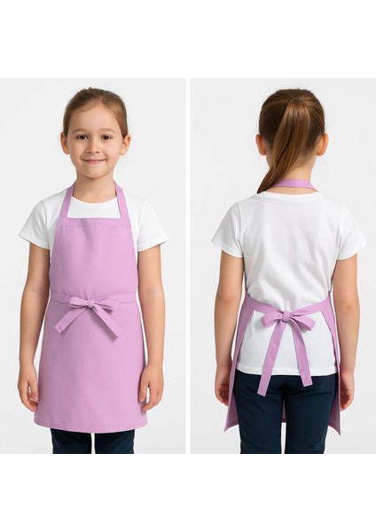 Renkli çocuk askılı önlük, rahat ve şık pamuk saten, 42x55 cm, pembe modelleri