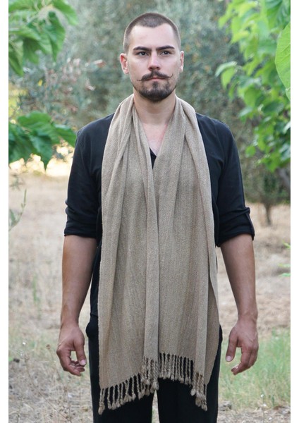 %100 Barış Ipeği El Dokuması Kaşkol 45 x 200 cm - Hardal