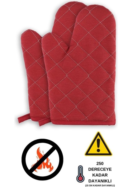 Bordo 2'li ısıya dayanıklı fırın eldiveni, pamuk polyester, 17x27 cm