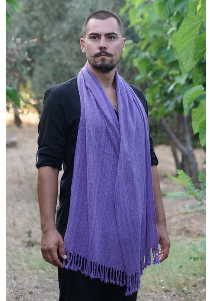 %100 Barış Ipeği El Dokuması Kaşkol 45 x 200 cm - Mor
