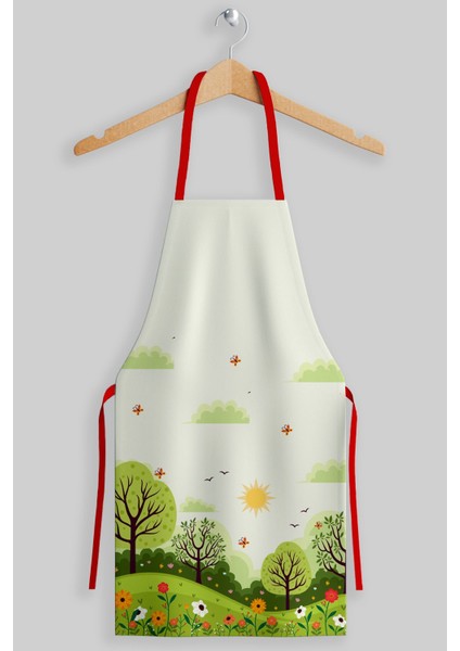 İlkbahar desenli yetişkin mutfak önlüğü, şık ve kullanışlı tasarım, yeşil renk fiyatları