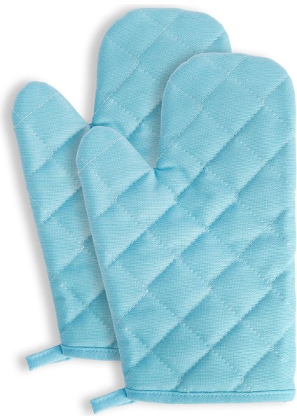 Yanmaz ve ısıya dayanıklı fırın eldivenleri ve tutacaklar, açık mavi, 17x27, pamuk polyester