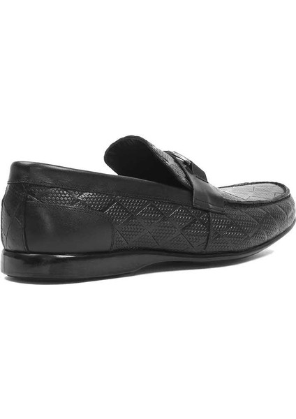 Erkek Siyah Deri Loafer