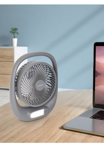 Yeni Model 3 Kademeli Auhma Masaüstü Ev Ofis Fanı 1800 Mah Şarjlı LED Işıklı Vantilatör