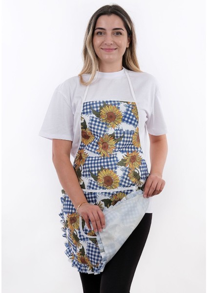 Mavi ayçiçeği desenli su geçirmez mutfak önlüğü, şık ve kullanışlı, 50x70 cm fırsatları
