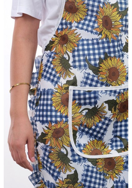Mavi ayçiçeği desenli su geçirmez mutfak önlüğü, şık ve kullanışlı, 50x70 cm indirimleri
