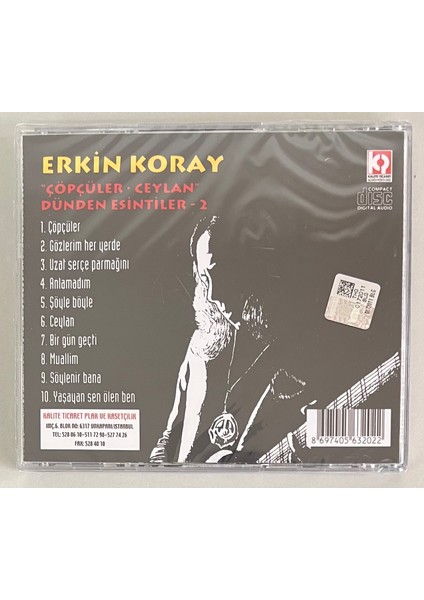 Erkin Koray Çöpçüler Ceylan Dünden Esintiler 2 CD (Jelatininde Sıfır Orjnal Dönem Baskı Cd) fiyatları