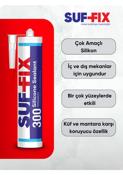 300 Asetoksi Silikon Mastik 280 ml – Şeffaf, Uv Dayanımlı modelleri