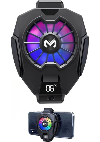 Telefon Soğutma Fanı Metal Yüzey Derece Göstergeli Oyun Hızlandırıcı Radyatör