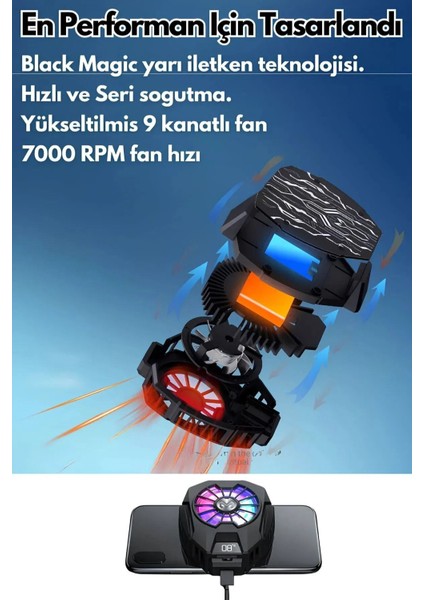 Telefon Soğutma Fanı Metal Yüzey Derece Göstergeli Oyun Hızlandırıcı Radyatör modelleri