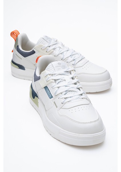 Erkek Kalın Taban Bağcıklı Sneaker Gerçek Deri Hj 25205M Beyaz/turuncu fiyatları