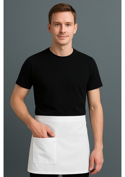 Beyaz Pamuklu Yarım Bel Önlük, Leke Tutmaz, Çok Amaçlı, Unisex, 168x287 cm