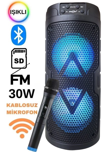 Ensiga Işıklı Büyük Boy Party Box Bluetooth Hoparlör Taşınabilir Şarjlı Ses Sistemi Kablosuz Karaoke Mic