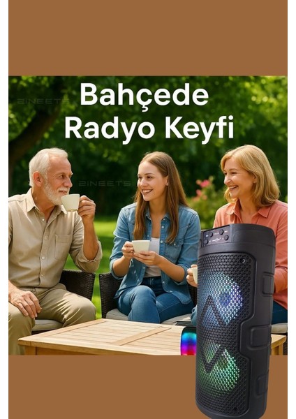 Ensiga Işıklı Büyük Boy Party Box Bluetooth Hoparlör Taşınabilir Şarjlı Ses Sistemi Kablosuz Karaoke Mic