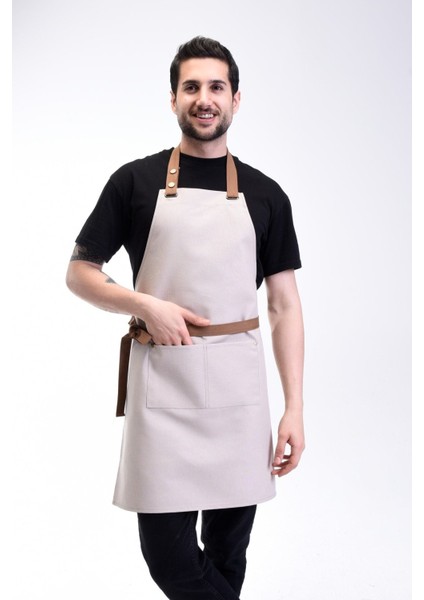 Su itici mutfak önlüğü, leke tutmaz, şef ve garson kullanımı, gri, 85x60, pamuk polyester modelleri