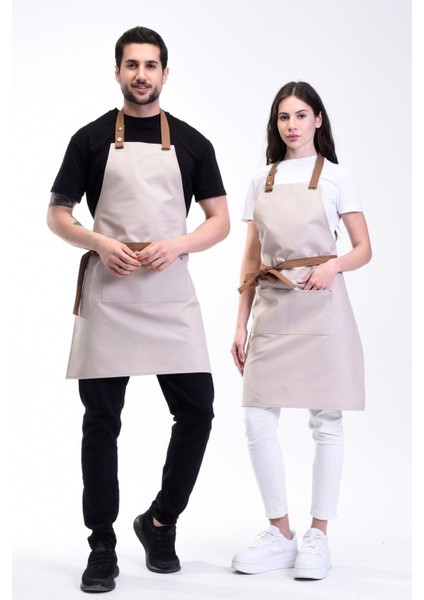 Su itici mutfak önlüğü, leke tutmaz, şef ve garson kullanımı, gri, 85x60, pamuk polyester indirimleri