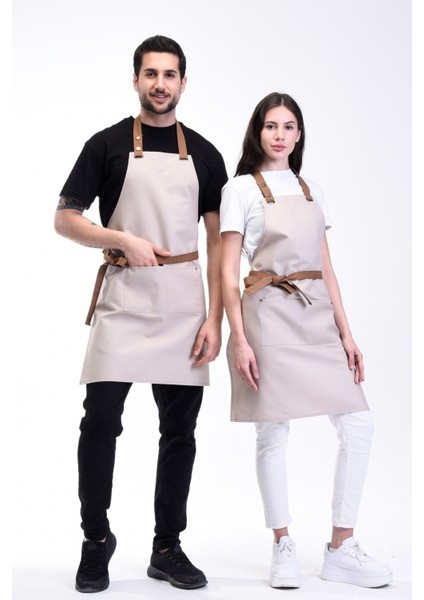 Su itici mutfak önlüğü, leke tutmaz, şef ve garson kullanımı, gri, 85x60, pamuk polyester