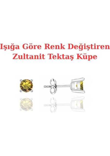Işığa Göre Renk Değiştiren Zultanit Tektaş Gümüş Küpe