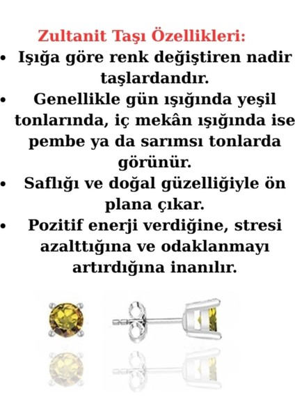 Işığa Göre Renk Değiştiren Zultanit Tektaş Gümüş Küpe fiyatları