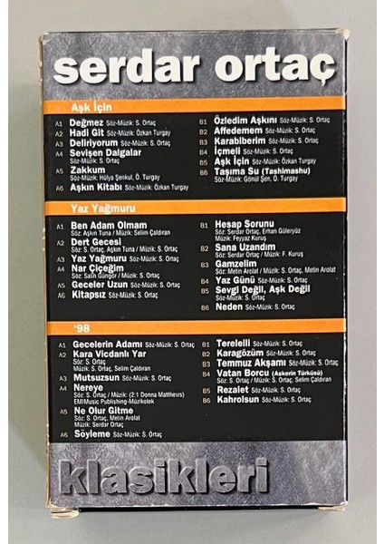 Serdar Ortaç Klasikleri 3 Kasetli Kaset Seti (Orjnal Dönem Baskı Kaset)