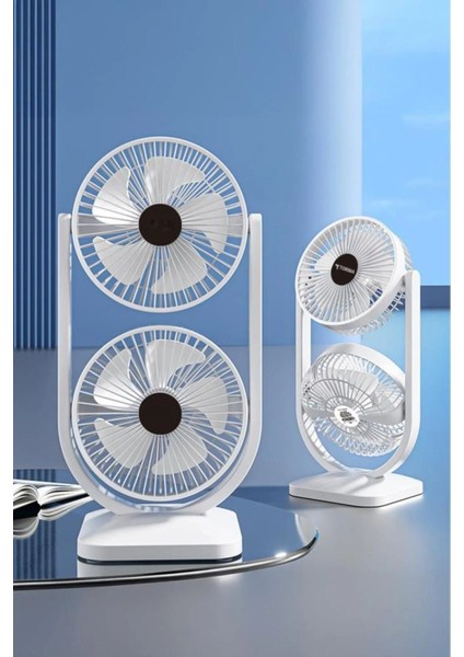 Ensiga Mini Fan | Taşınabilir Çift Başlıklı Sessiz Vantilatör | Type-C Girişli, 3 Kademel