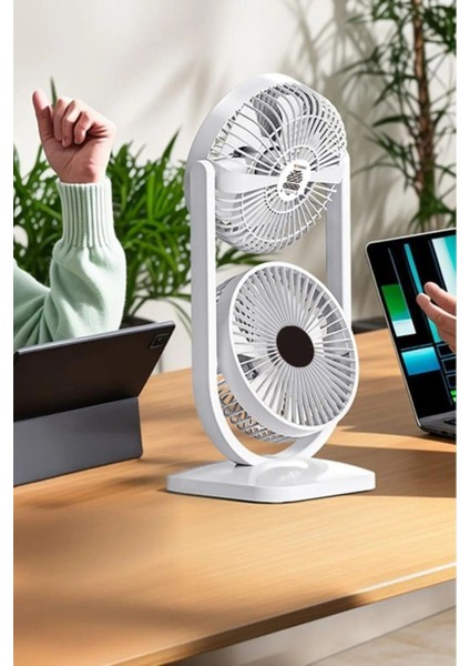Ensiga Mini Fan | Taşınabilir Çift Başlıklı Sessiz Vantilatör | Type-C Girişli, 3 Kademel modelleri