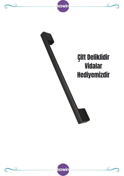 Köprü Mat 192mm Metal Kulp Vidalı Dolap, Komodin, Vestiyer, Vida Hediye Siyah 19 cm 20 cm uyumlu