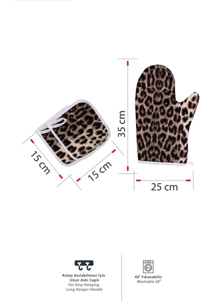 3'lü Fırın Eldiveni ve Tencere Tutacak Seti, 220°C Isıya Dayanıklı, Kahverengi Mat, 25x35 cm fiyatları