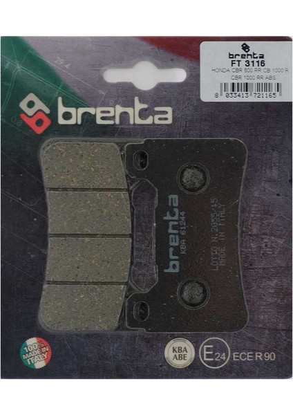 Honda Vfr 800 F Abs Ön Fren Balata Brenta (Made In Italy)