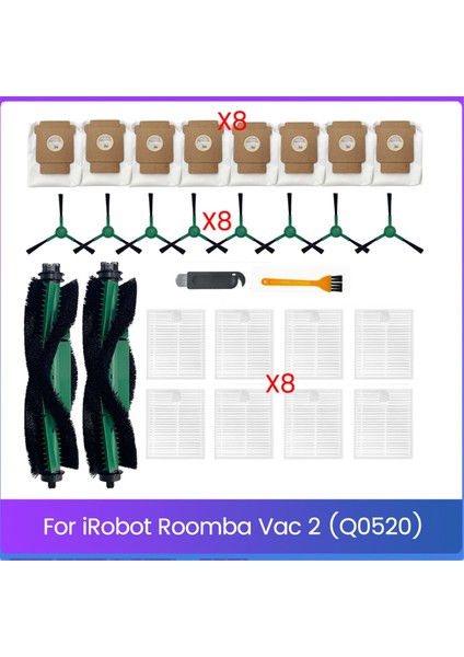 Ana Yan Fırça Hepa Filtreleri Toz Torbaları Irobot Roomba Combo Essential Vac 2 Q052 Elektrikli Süpürge Yedek Parçaları (Yurt Dışından)